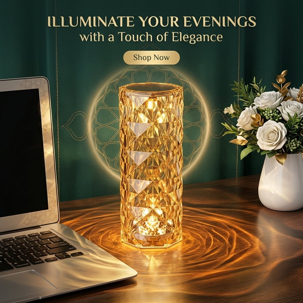 16 Color Crystal Rose Diamond Table Lamp Acrylic Table Lamp for Living Room Bedroom with Remote (P-3343)