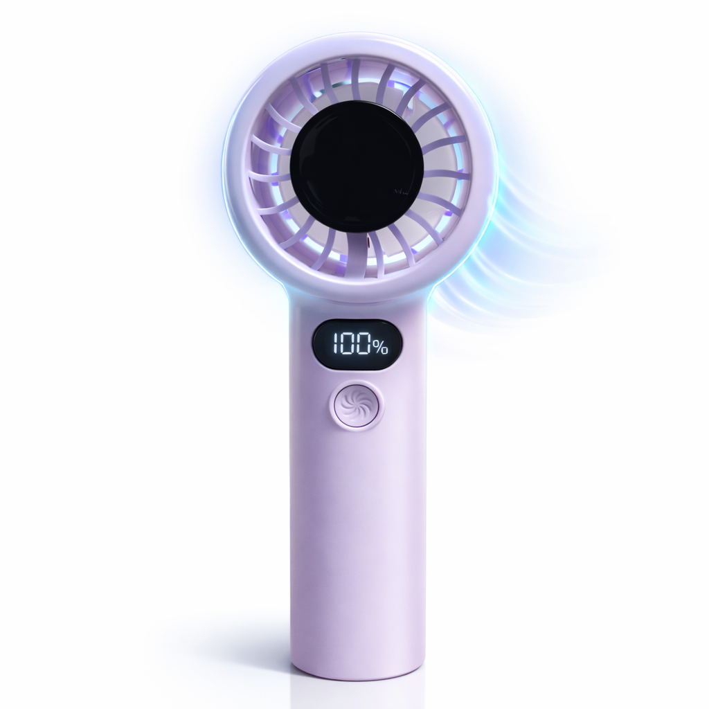 Rechargeable Mini Handheld Fan with Digital Display (13122)